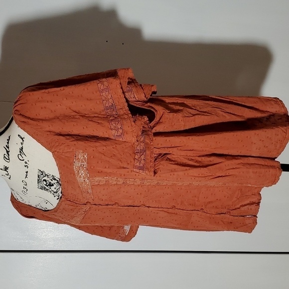 Old Navy- Womens Burnt Orange Flutter sleeve Peplum Top Boho Sz.XXL - Picture 2 of 5